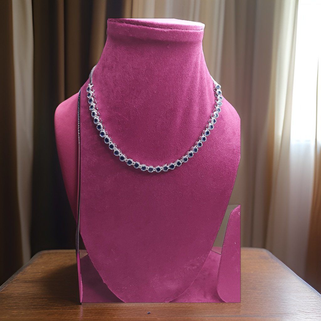 Add a pop of color to your look with our Beautiful Silver Blue Necklace. This stunning piece features a silver chain with blue accents for a chic and sophisticated look. The adjustable length ensures a comfortable fit, making it suitable for all necklines.
